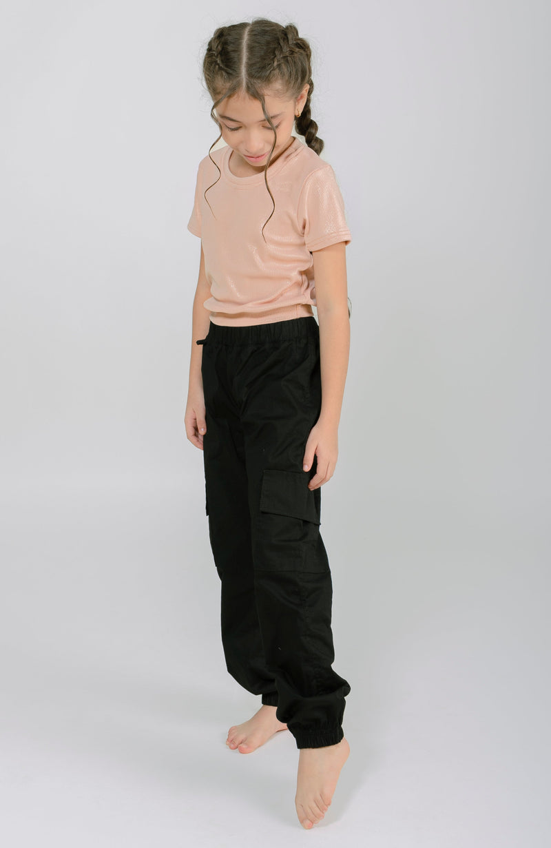 Conjunto Para Niña pantalon Cargo Tierra Negro