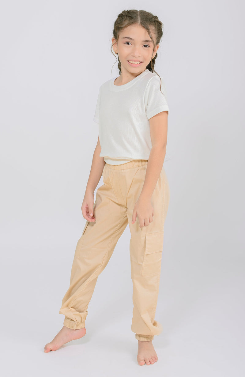 Conjunto Para Niña pantalon Cargo Tierra Caqui