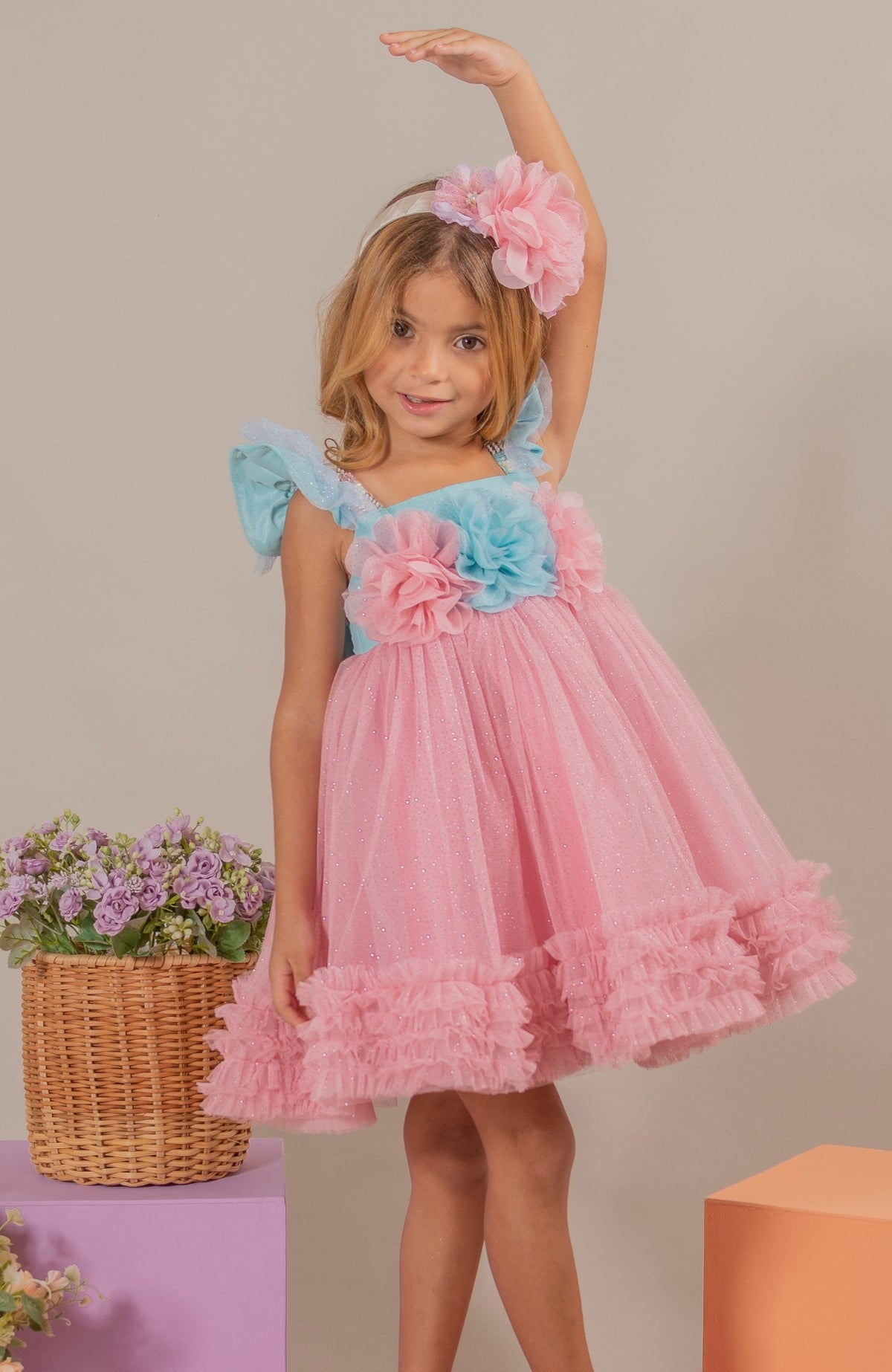 Vestido para Niña Soy Capaz - Azul y Rosa