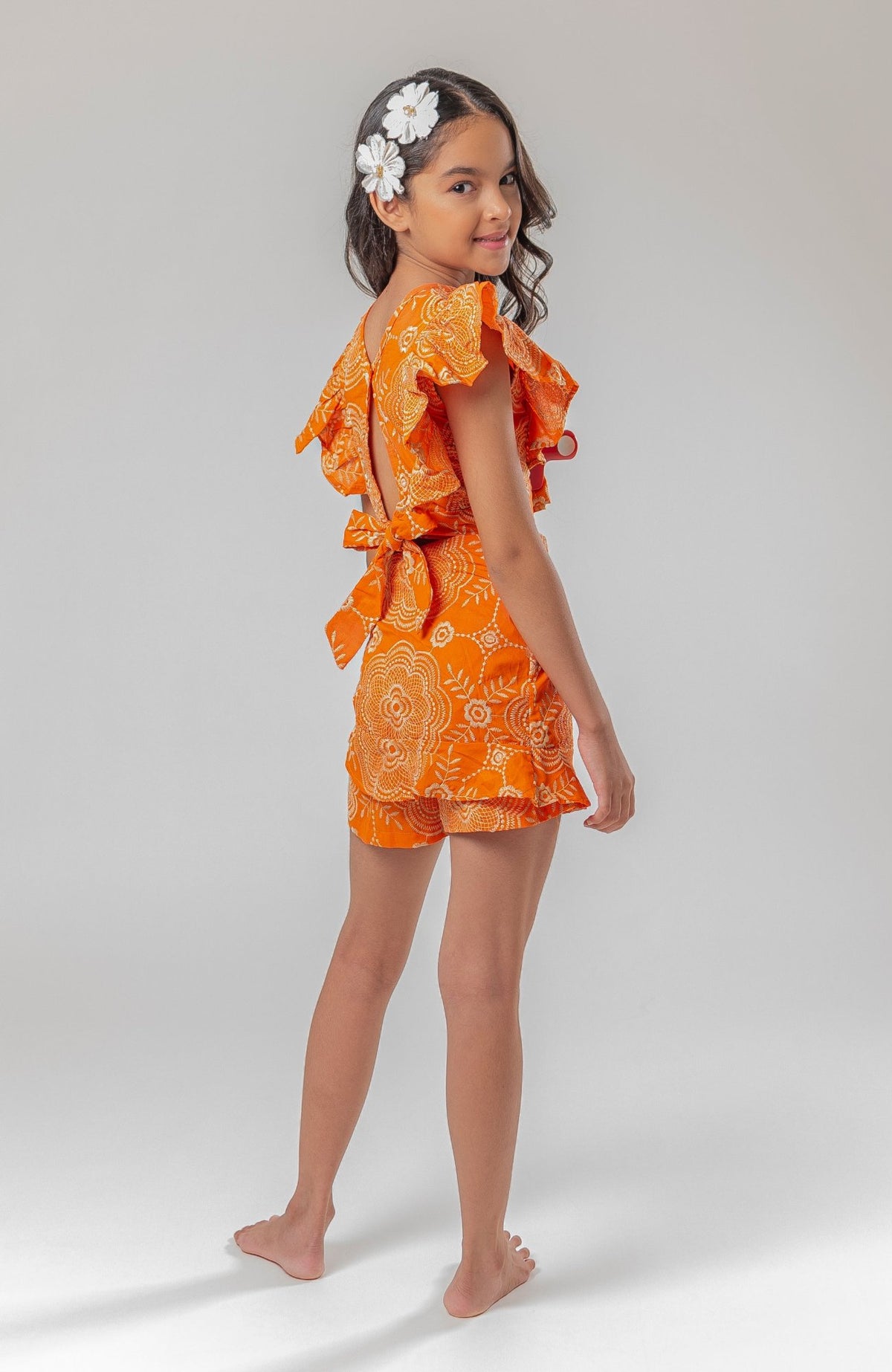 Conjunto Para Niña Falda Short Sublime Naranja